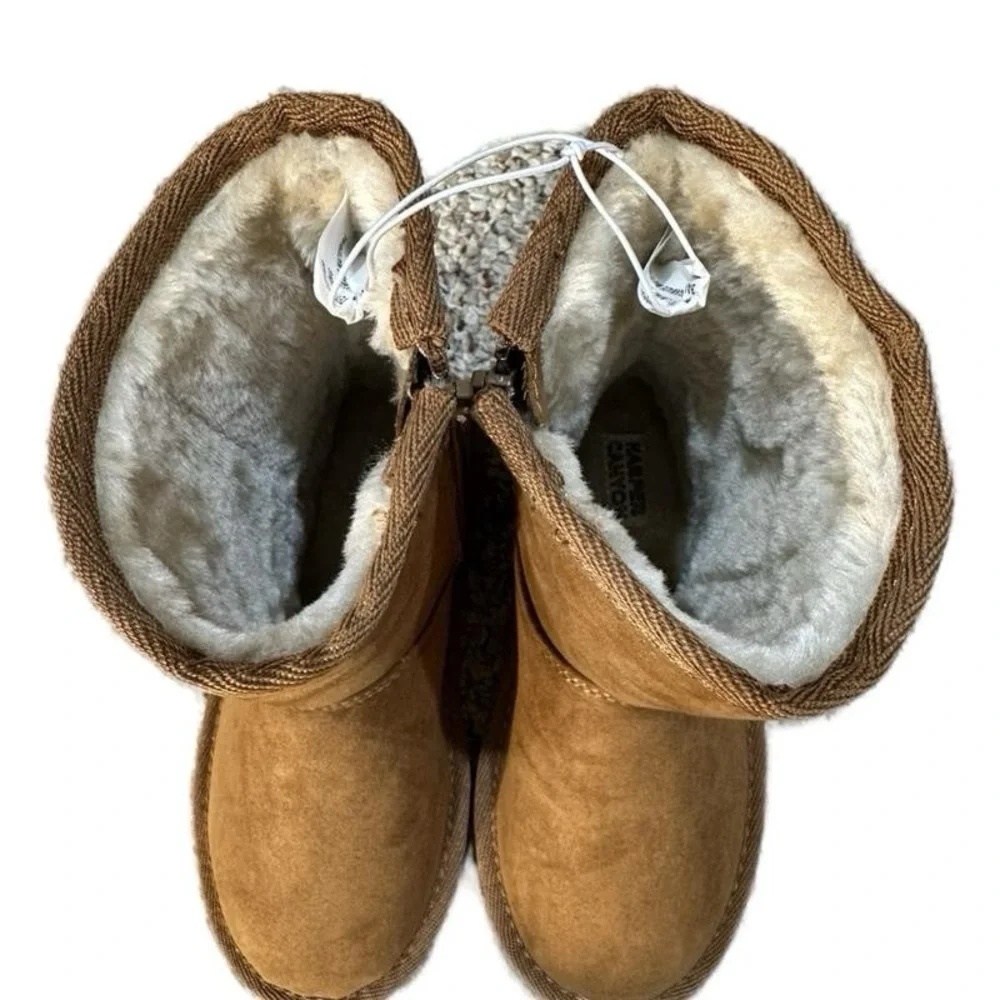 Harper Canyon Tan Faux Suede Fur Lined Winter Boots Kids child Size 12 NWOT‎